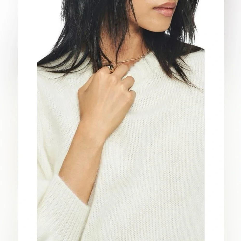 NWT $399 Anine Bing Rosalind Angora & Wool Sweater in White - Picture 2 of 8